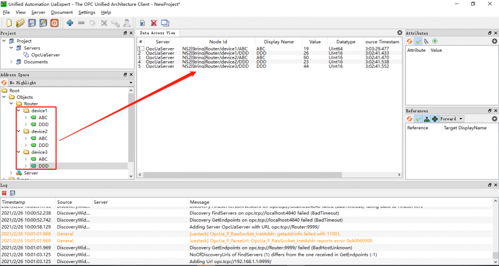 kết nối với máy chủ OPCUA
